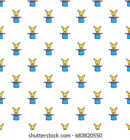 Rabbit appearing from a top magic hat pattern
