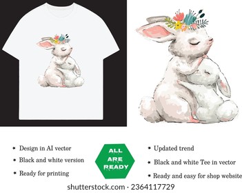 Rabbit art printing illustration Vector