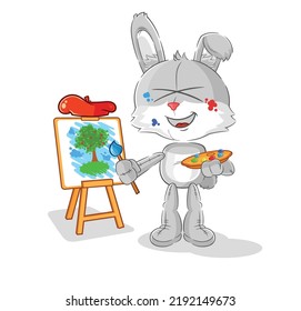 the rabbit artist mascot. cartoon vector