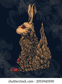 ilustración de arte de conejo en fondo oscuro