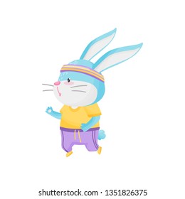 Rabbit athlete on white background. Vector illustration.