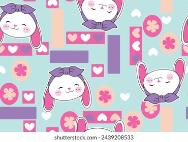rabbit baby cute love flowers 