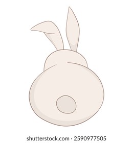 Rabbit back view icon. Cute bunny with long ears and round tail. Minimalistic cartoon animal illustration. Symbol of Easter, nature, wildlife, pet care, and spring celebration