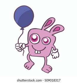 Rabbit and balloon cartoon design