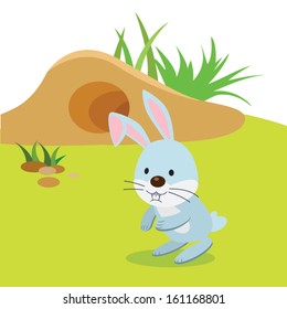 Rabbit and barrow. Vector illustration of a rabbit or bunny having their outdoor activities.