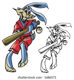 Rabbit Baseball Mascot. Great for t-shirt designs, school mascot logo and any other design work. Ready for vinyl cutting.