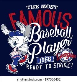 rabbit baseball player cartoon