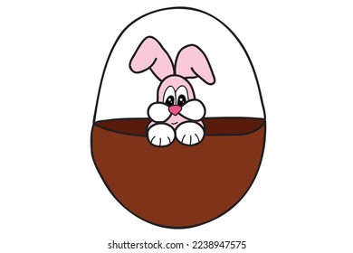 Rabbit in a basket, designed for cards, birthdays, new year, clothes printing and can be used in different occasions.