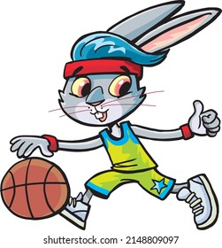 rabbit basketball player leads the ball successfully