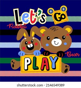 Rabbit and bear vector design