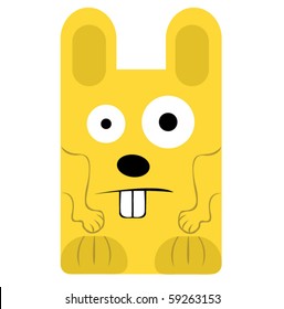 Rabbit with big teeth and funny eyes