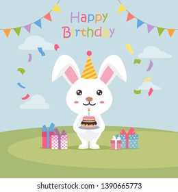 Rabbit Birthday Cake Vector Image Stock Vector (Royalty Free) 1390665773