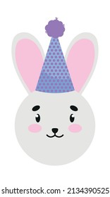 rabbit with birthday hat icon