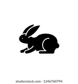 Rabbit black icon, vector sign on isolated background. Rabbit concept symbol, illustration 