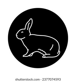 Rabbit black line icon. Farm animals. Pictogram for web page, mobile app, promo.