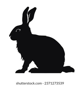 Silueta negra de conejo. Icono de conejito de Pascua aislado en fondo blanco. Ilustración vectorial. Dibujo de iconos de conejo