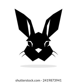 Silueta negra de conejo. Icono de conejito de Pascua aislado en fondo blanco. Ilustración vectorial. Dibujo de iconos de conejo