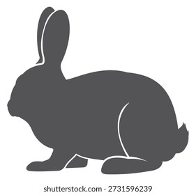 Rabbit black silhouette. Easter symbol. Hare animal