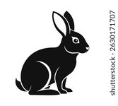 Rabbit black silhouette vector logo