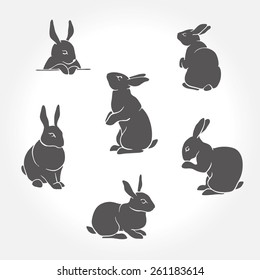 Rabbit black silhouettes