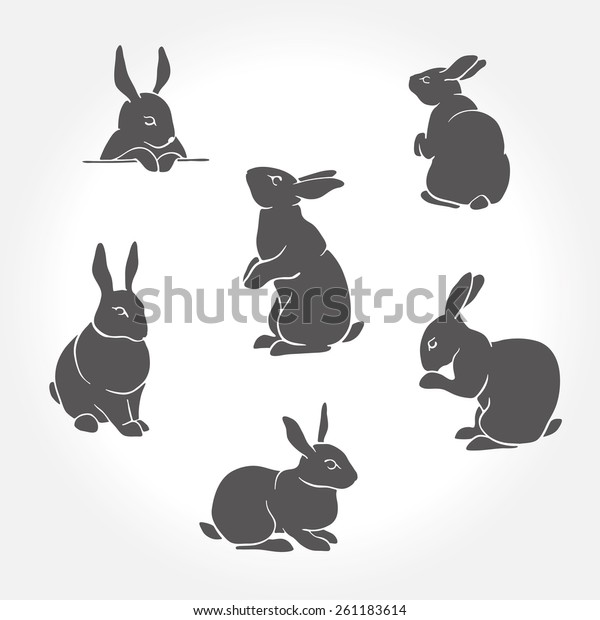 ウサギの黒いシルエット のベクター画像素材 ロイヤリティフリー