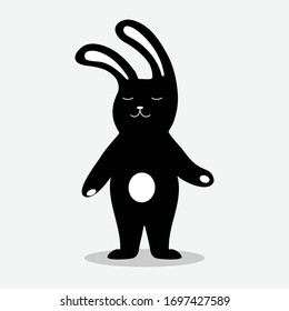 Conejo blanco y negro.Conejo de Pascua. Símbolo de silueta de conejo. Ilustración aislada del vector.