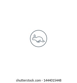 Rabbit Black and White Logo Design Template , Rabbit one line art logo design