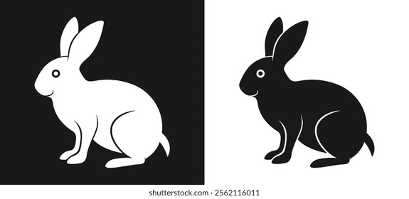 Rabbit black and white silhouette Illustration

