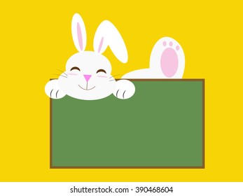 rabbit with blank chalkboard