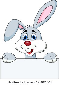 Rabbit with blank sign