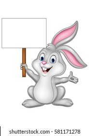 Rabbit with blank sign