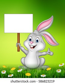 Rabbit with blank sign