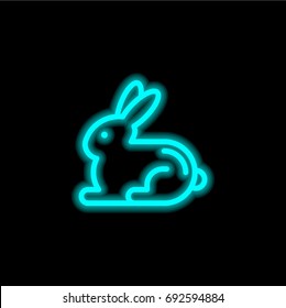 Rabbit blue glowing neon ui ux icon. Glowing sign logo vector