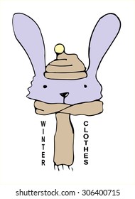 rabbit blue with scarf, with scarf