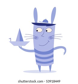 Rabbit and boat - vector