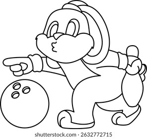 Rabbit Bowling Bowling ball Animal Vector Graphic Art Illustration