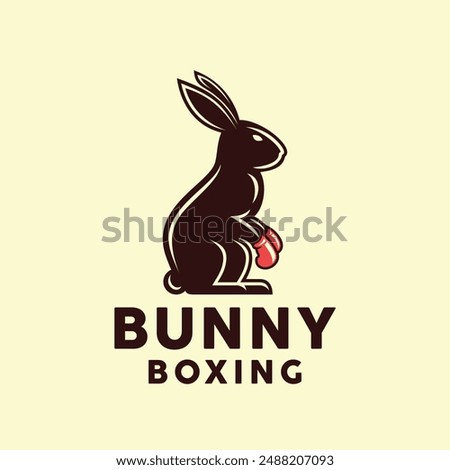 Rabbit Boxing Logo Vector, Fighter Emblem Icon Symbol, Bunny Mascot Creative Vintage Graphic Design