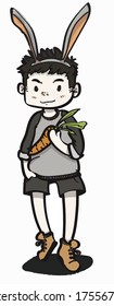 the rabbit boy with carrot