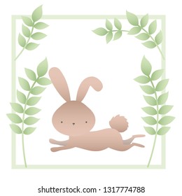 rabbit with branchs and leaves isolated icon