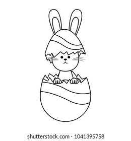 Rabbit breaks easter egg cartoon