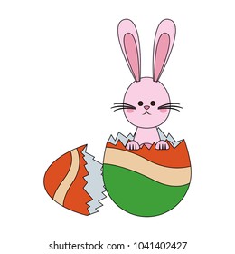 Rabbit breaks easter egg cartoon