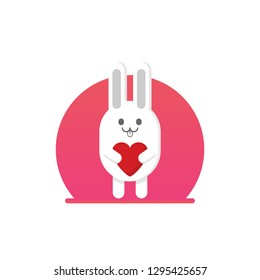 Rabbit bring big heart. Can use for illustration, icon, logo, mascot or advertisement