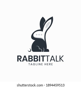 Rabbit bubble chat logo template