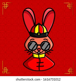 the rabbit bunny chinese zodiac sign symbol logo mascot on lunar new year
