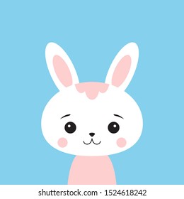 Rabbit bunny. Cute funny kawaii character. Cartoon vector illustration