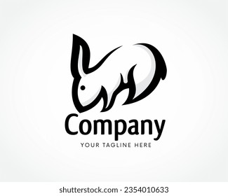 rabbit bunny drinking art logo design template illustration inspiration