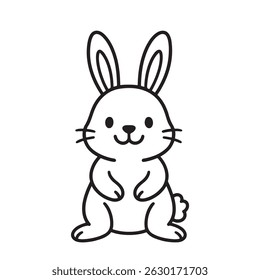 Rabbit, bunny. Easter rabbits. Animal icon symbol logo illustration, editable stroke, flat design style isolated on white