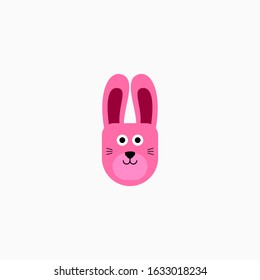 Rabbit bunny face head cartoon icon. Flat design. Vector Illustration.