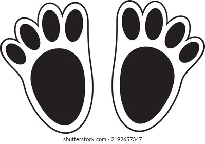 Rabbit (bunny) Footprints Black And White. Vector Illustration.