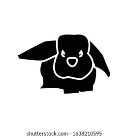 rabbit bunny front icon or logo illustration on white background. Perfect use for website, pattern, design, etc.